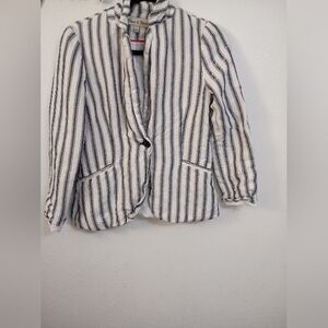 Zara Navy & White Striped Blazer